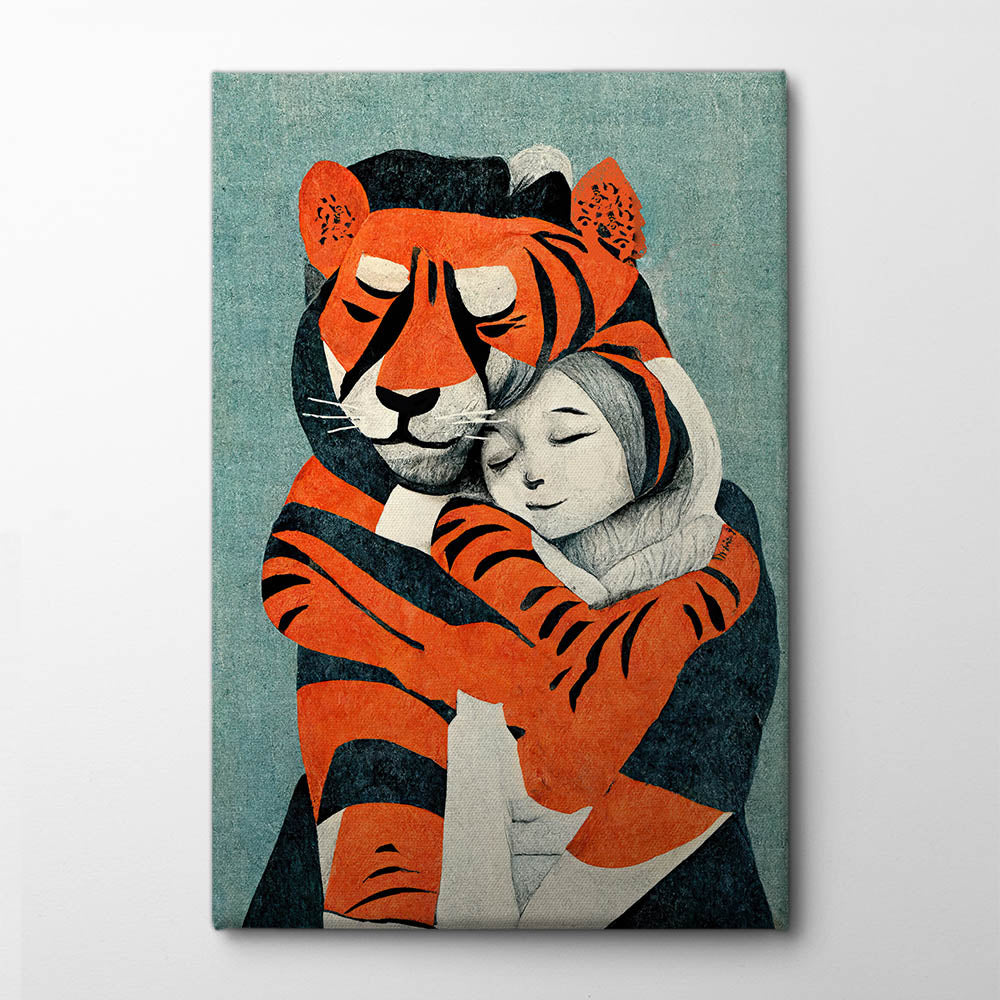 Tiger's Embrace Canvas Print by Treechild | Artbanx UK Wall Art