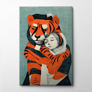 Tiger's Embrace Canvas Print by Treechild | Artbanx UK Wall Art