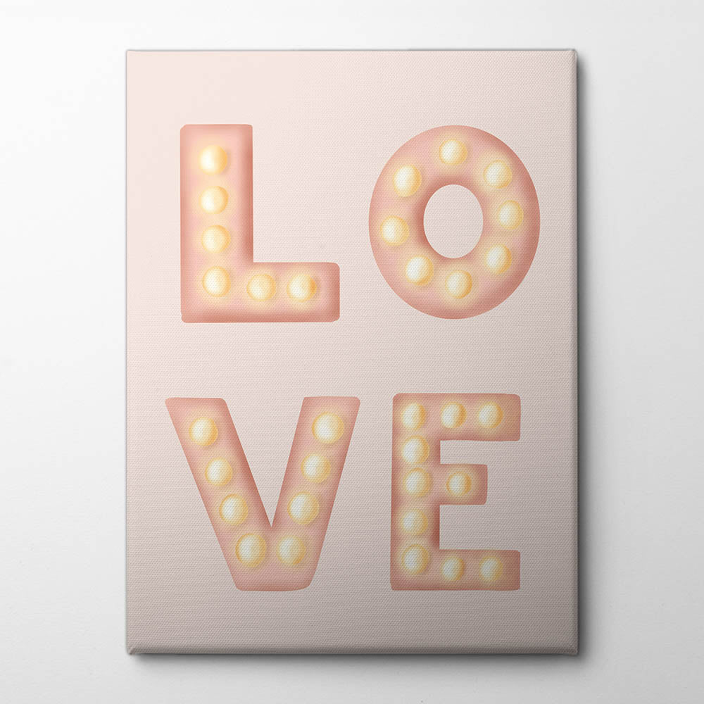 LOVE Light Letters Pink Canvas Print by Aminah Eleonora | Artbanx UK Wall Art