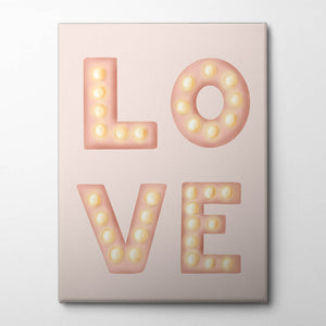 LOVE Light Letters Pink Canvas Print by Aminah Eleonora | Artbanx UK Wall Art