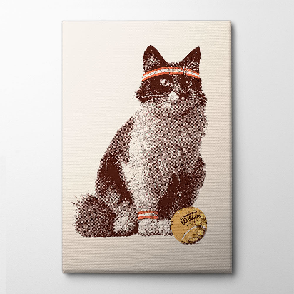 Chat Tennis Canvas Print by Florent Bodart | Artbanx UK Wall Art