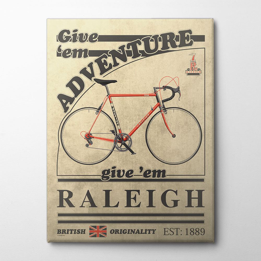 Raleigh Bicycle Vintage Style Advert Canvas Print by Wyatt 9 | Artbanx UK Wall Art