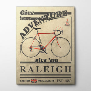 Raleigh Bicycle Vintage Style Advert Canvas Print by Wyatt 9 | Artbanx UK Wall Art