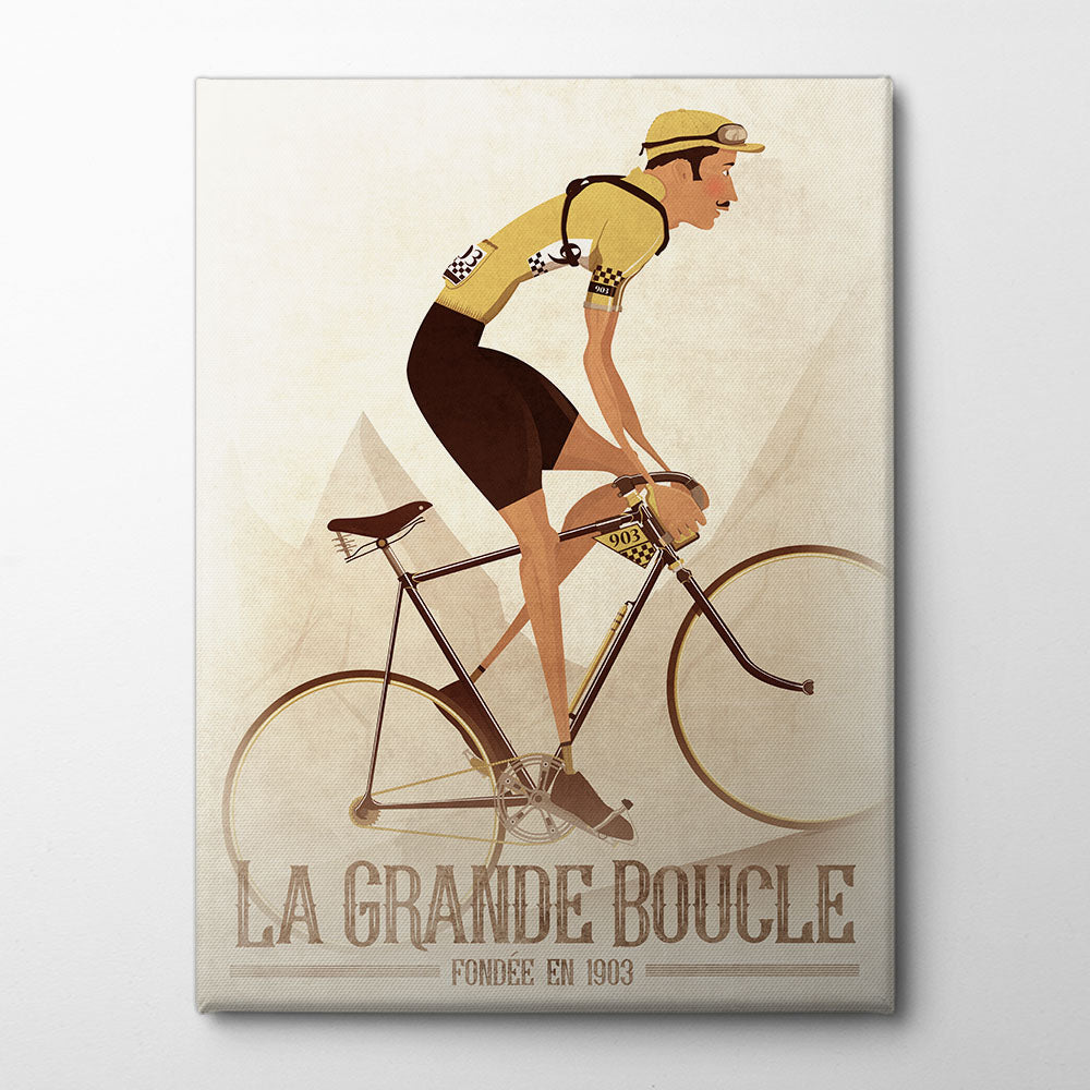 Vintage Style Tour De France Grand Tour Cycling Race Canvas Print by Wyatt 9 | Artbanx UK Wall Art