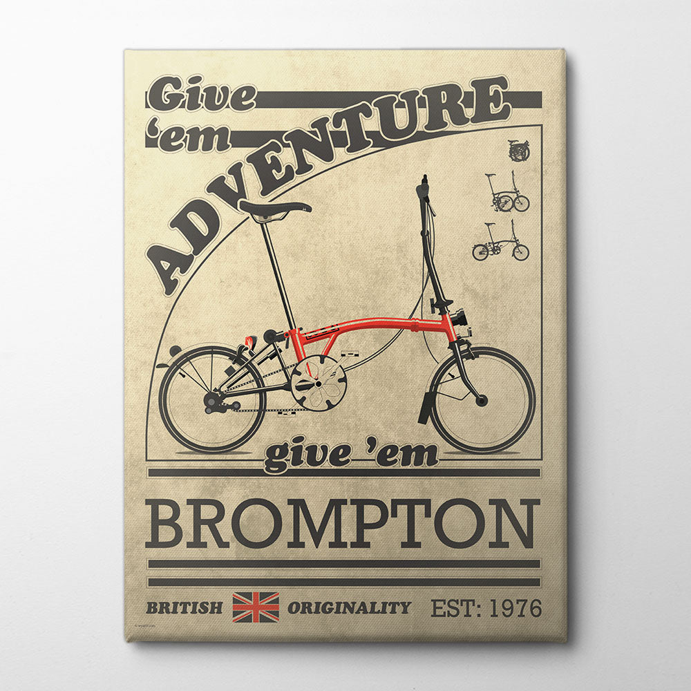 Brompton Bicycle Vintage Style Advert Canvas Print by Wyatt 9 | Artbanx UK Wall Art