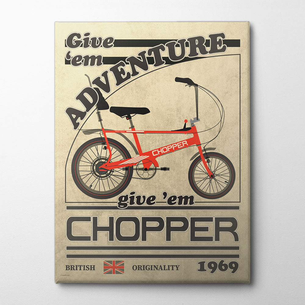 Chopper Bicycle Vintage Style Advert Canvas Print by Wyatt 9 | Artbanx UK Wall Art