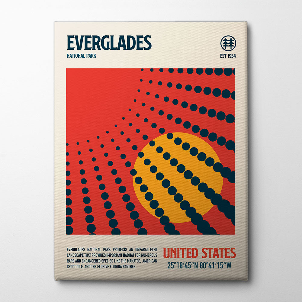 Evergldes National Park Travel Poster Canvas Print by Retrodrome | Artbanx UK Wall Art