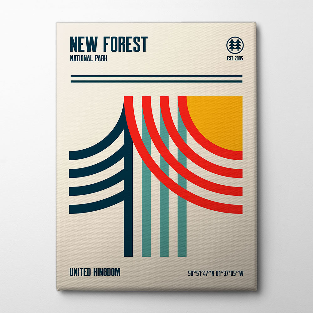 New Forest National Park Travel Poster Canvas Print by Retrodrome | Artbanx UK Wall Art
