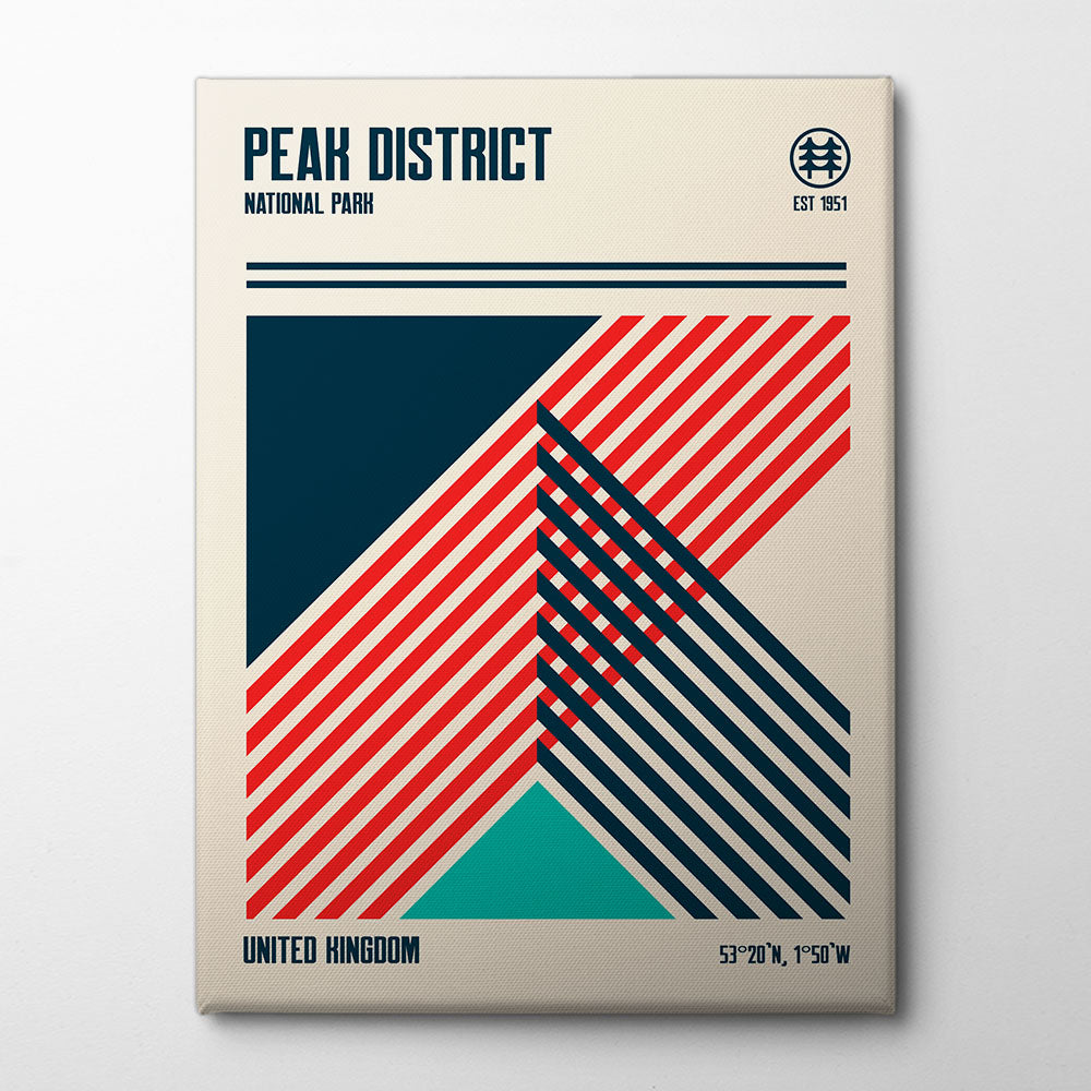 Peak District National Park Travel Poster Canvas Print by Retrodrome | Artbanx UK Wall Art