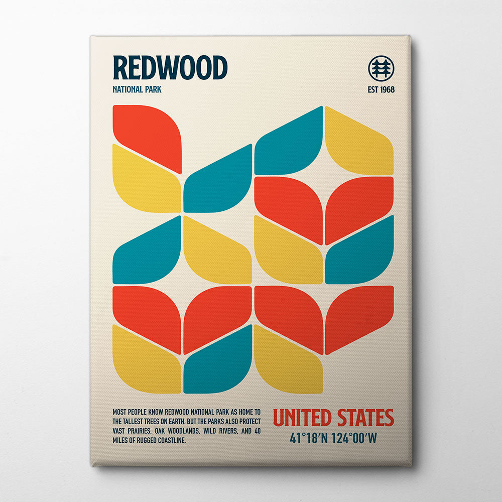 Redwood National Park Travel Poster Canvas Print by Retrodrome | Artbanx UK Wall Art