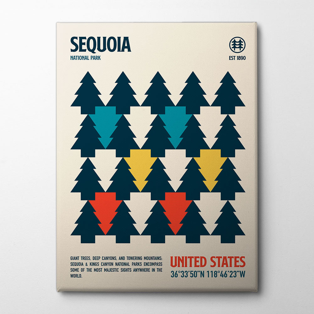 Sequoia National Park Travel Poster Canvas Print by Retrodrome | Artbanx UK Wall Art
