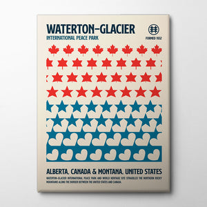 Waterton National Park Travel Poster Canvas Print by Retrodrome | Artbanx UK Wall Art