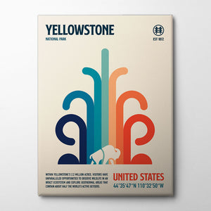 Yellowstone National Park Travel Poster Canvas Print by Retrodrome | Artbanx UK Wall Art