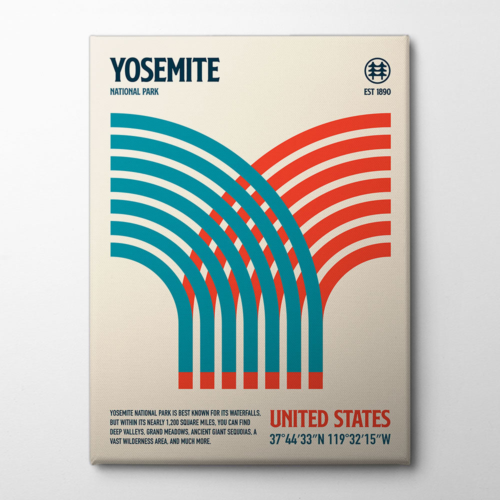 Yosemite National Park Travel Poster Canvas Print by Retrodrome | Artbanx UK Wall Art