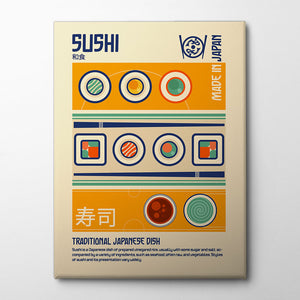 Sushi Japanese Food Print Canvas Print by Retrodrome | Artbanx UK Wall Art