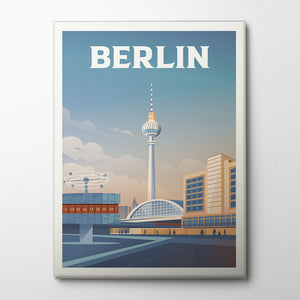 Berlin Cityscape Travel Print Canvas Print by Retrodrome | Artbanx UK Wall Art