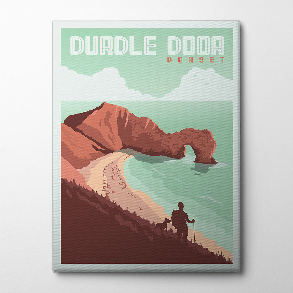Durdle Door Dorset Travel Print Canvas Print by Retrodrome | Artbanx UK Wall Art