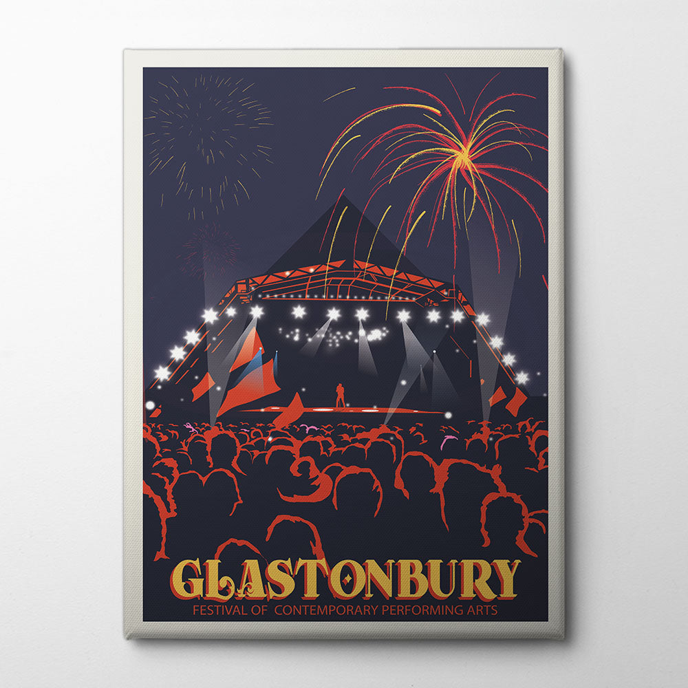 Glastonbury Festival Print Canvas Print by Retrodrome | Artbanx UK Wall Art