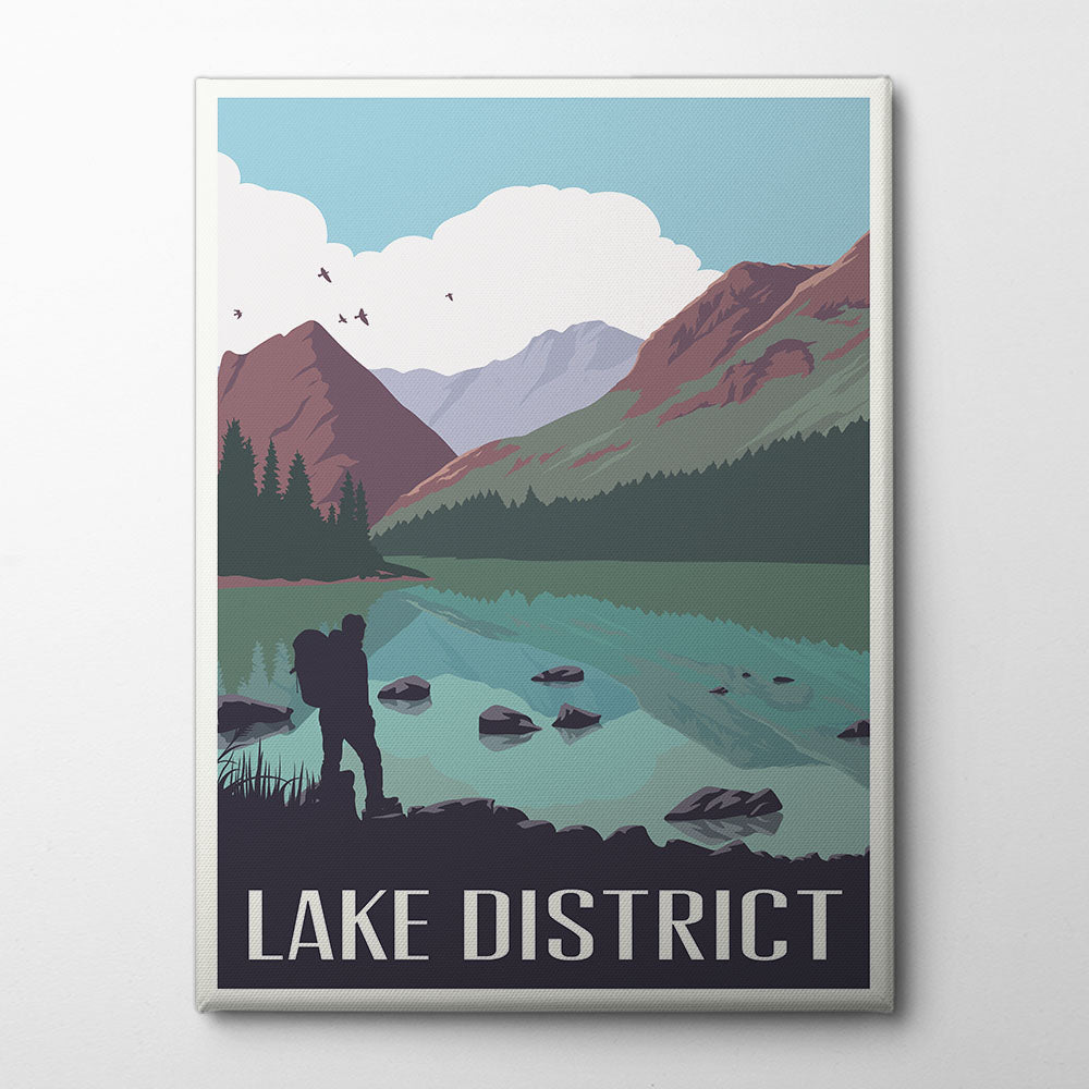Lake District Travel Print Canvas Print by Retrodrome | Artbanx UK Wall Art