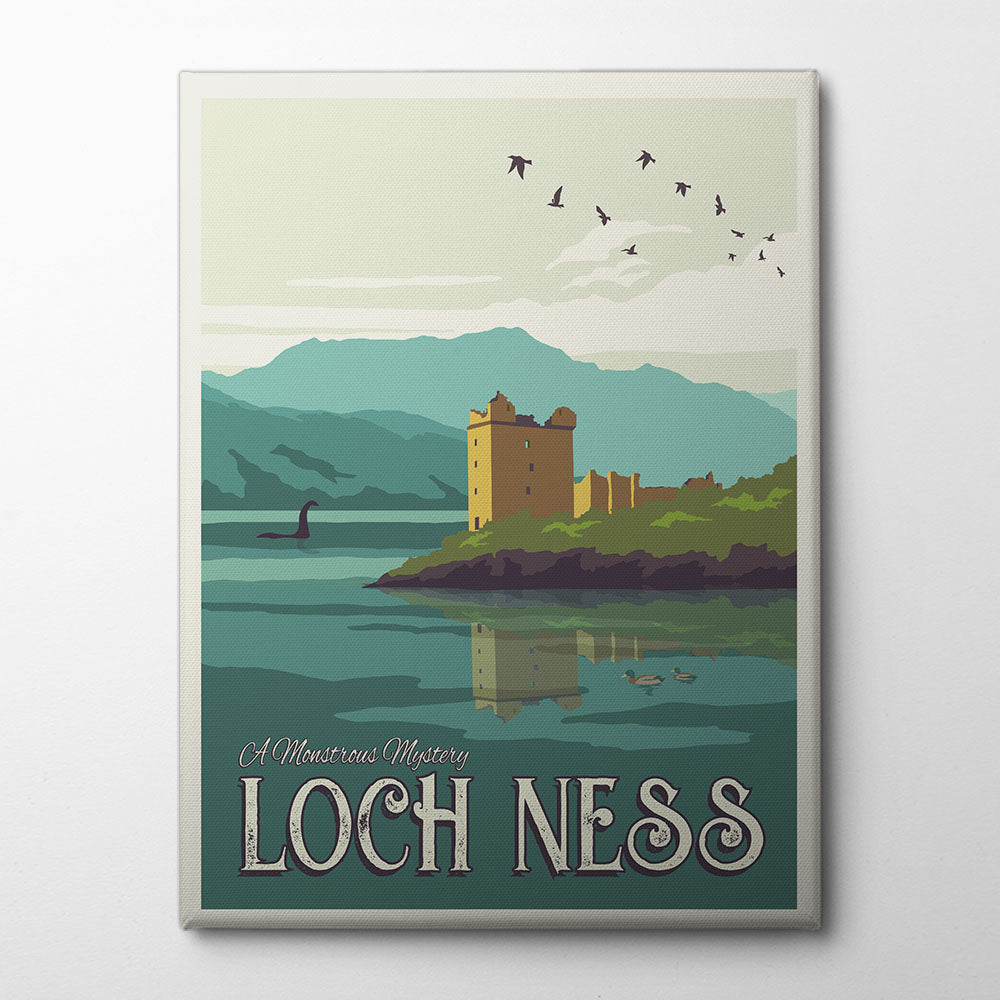 Loch Ness Travel Print Canvas Print by Retrodrome | Artbanx UK Wall Art