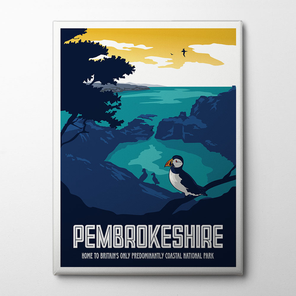 Pembrokeshire Travel Print Canvas Print by Retrodrome | Artbanx UK Wall Art