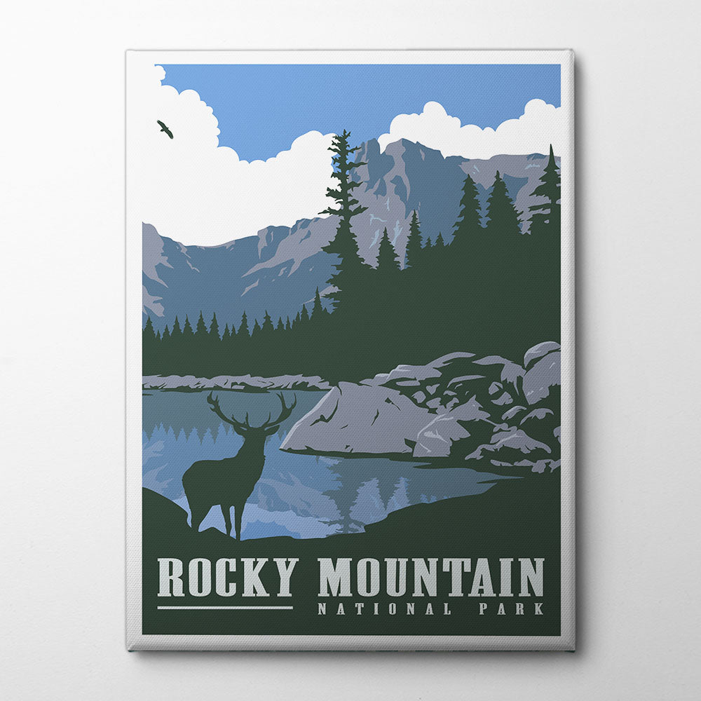 Rocky Mountain National Park Travel Print Canvas Print by Retrodrome | Artbanx UK Wall Art