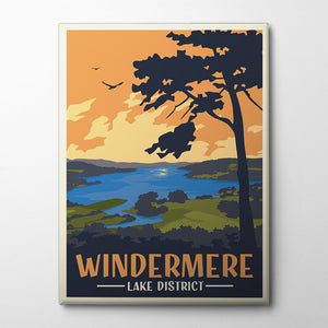 Windermere Lake District Travel Print Canvas Print by Retrodrome | Artbanx UK Wall Art