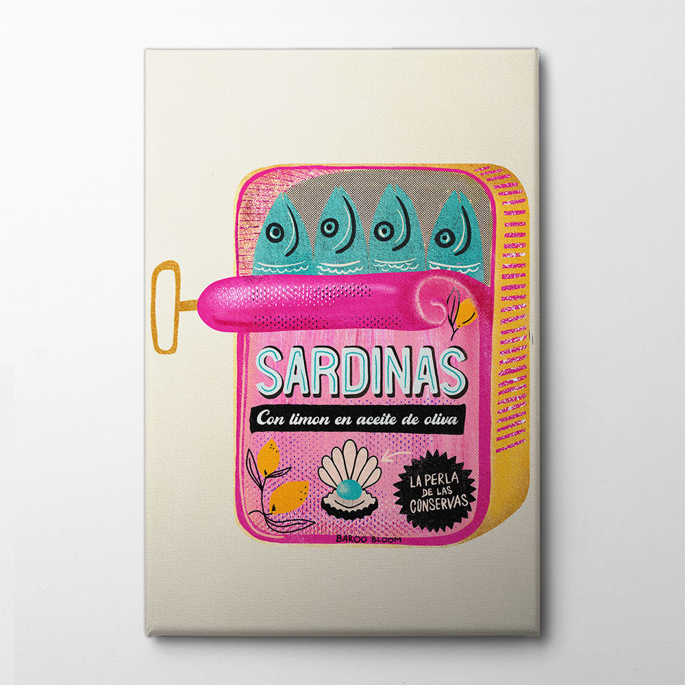 Sardines Tin Can Canvas Print by Baroo Bloom | Artbanx UK Wall Art