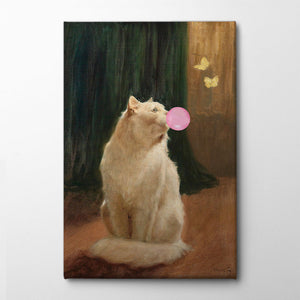 Bubble Gum and Cat Canvas Print by The Art Concept | Artbanx UK Wall Art