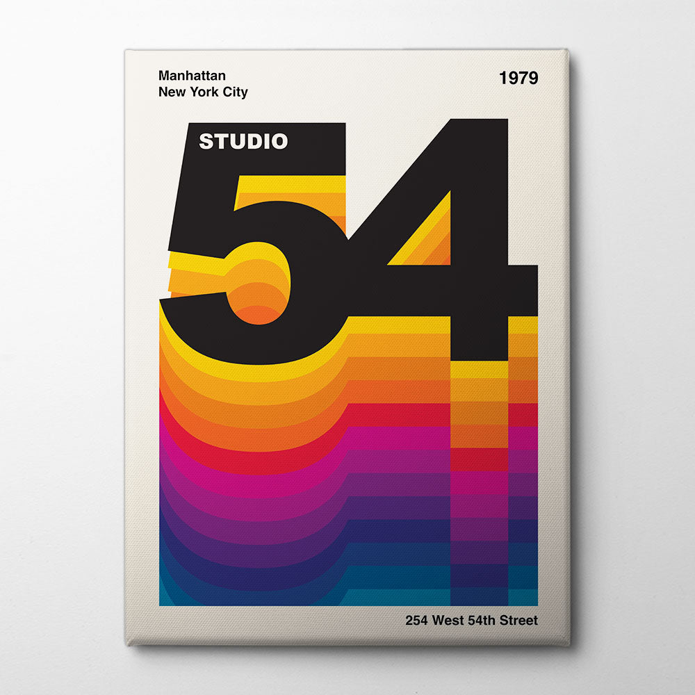 Studio 54 Retro Design Canvas Print by Retrodrome | Artbanx UK Wall Art