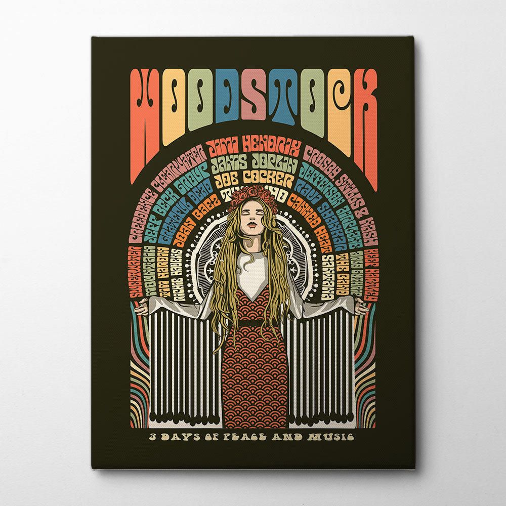 Woodstock Festival Poster Canvas Print by Retrodrome | Artbanx UK Wall Art