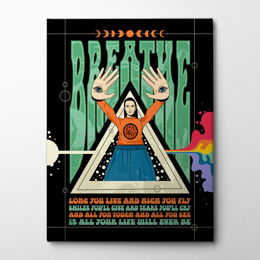 Breathe Lyrics Psychedelic Canvas Print by Retrodrome | Artbanx UK Wall Art