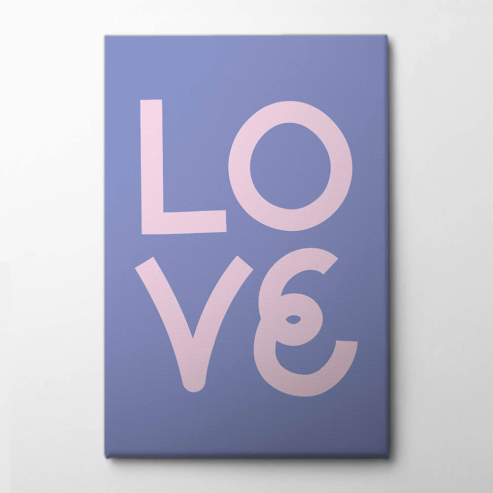 Love Blue Pink Canvas Print by Oju Design | Artbanx UK Wall Art