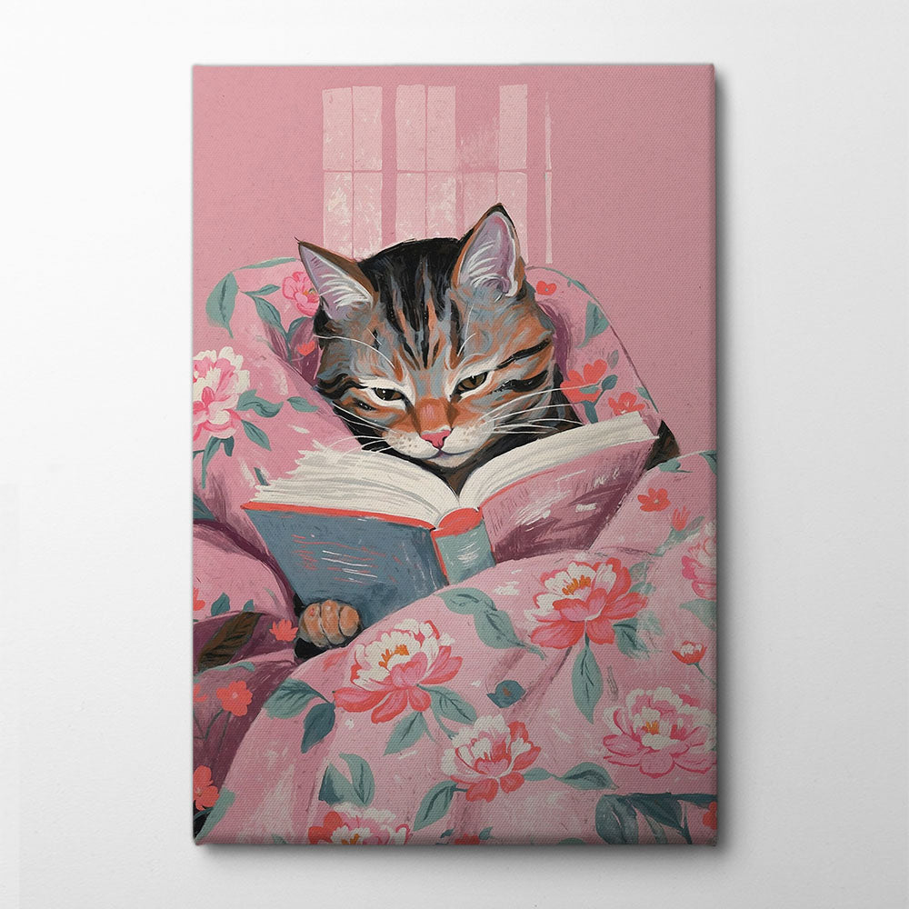 Cat With Book Canvas Print by The Art Concept | Artbanx UK Wall Art