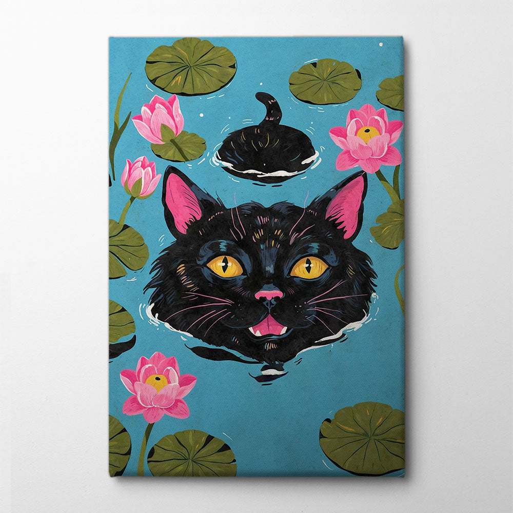 Cat In The Water Canvas Print by The Art Concept | Artbanx UK Wall Art