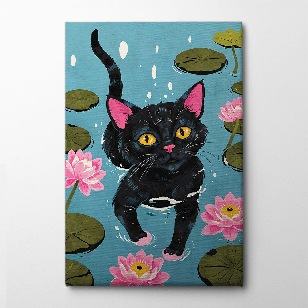 Kitty In The Water Canvas Print by The Art Concept | Artbanx UK Wall Art
