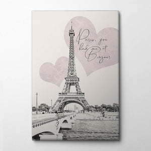 Eiffel Tower With The Phrase Canvas Print by Melanie Viola | Artbanx UK Wall Art