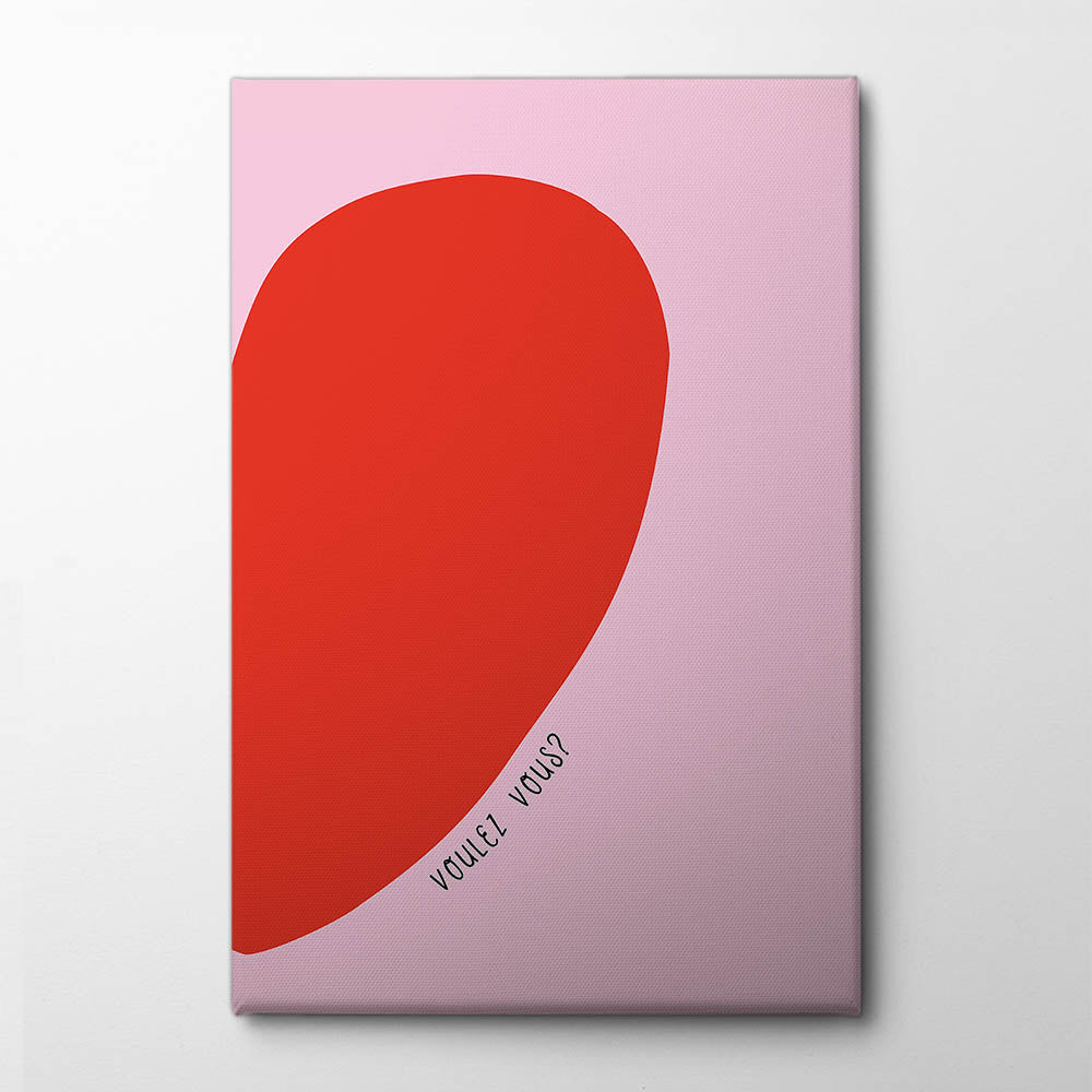 Voulez vous - heart red/pink Canvas Print by Ohkimiko | Artbanx UK Wall Art