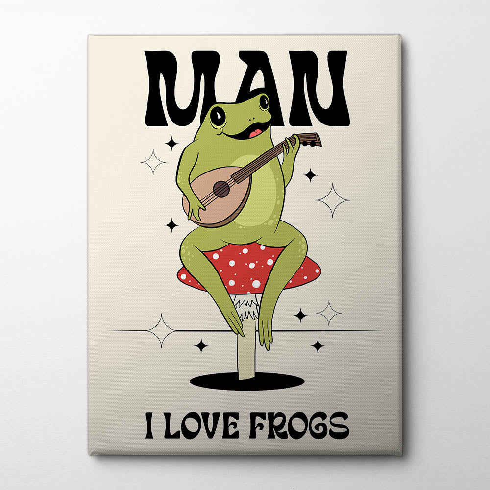 I Love Frogs Canvas Print by Alina Shulhouskaya | Artbanx UK Wall Art