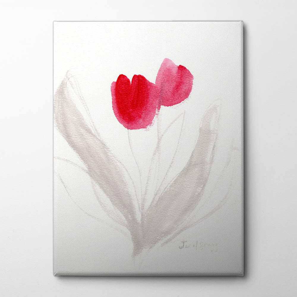 Tulips With Sumi Ink and Red Petals Canvas Print by Janel Bragg | Artbanx UK Wall Art
