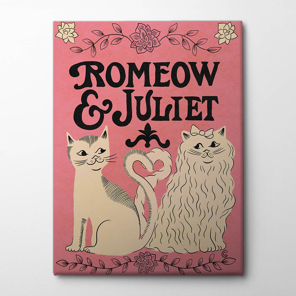 Romeow and Juliet Canvas Print by Carrie Cantwell | Artbanx UK Wall Art