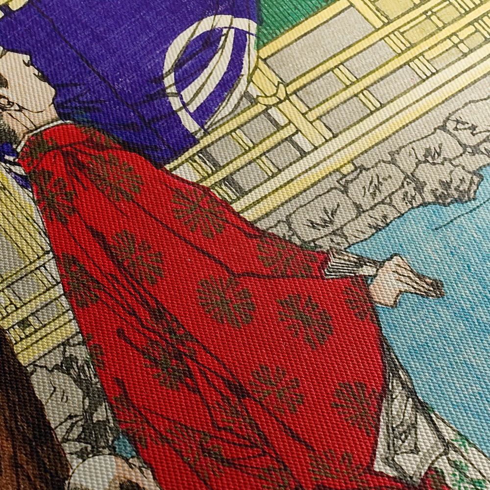 Ashikaga Yoshimitsu Admiring the Golden Pavilion (1879) Canvas Print Close Up